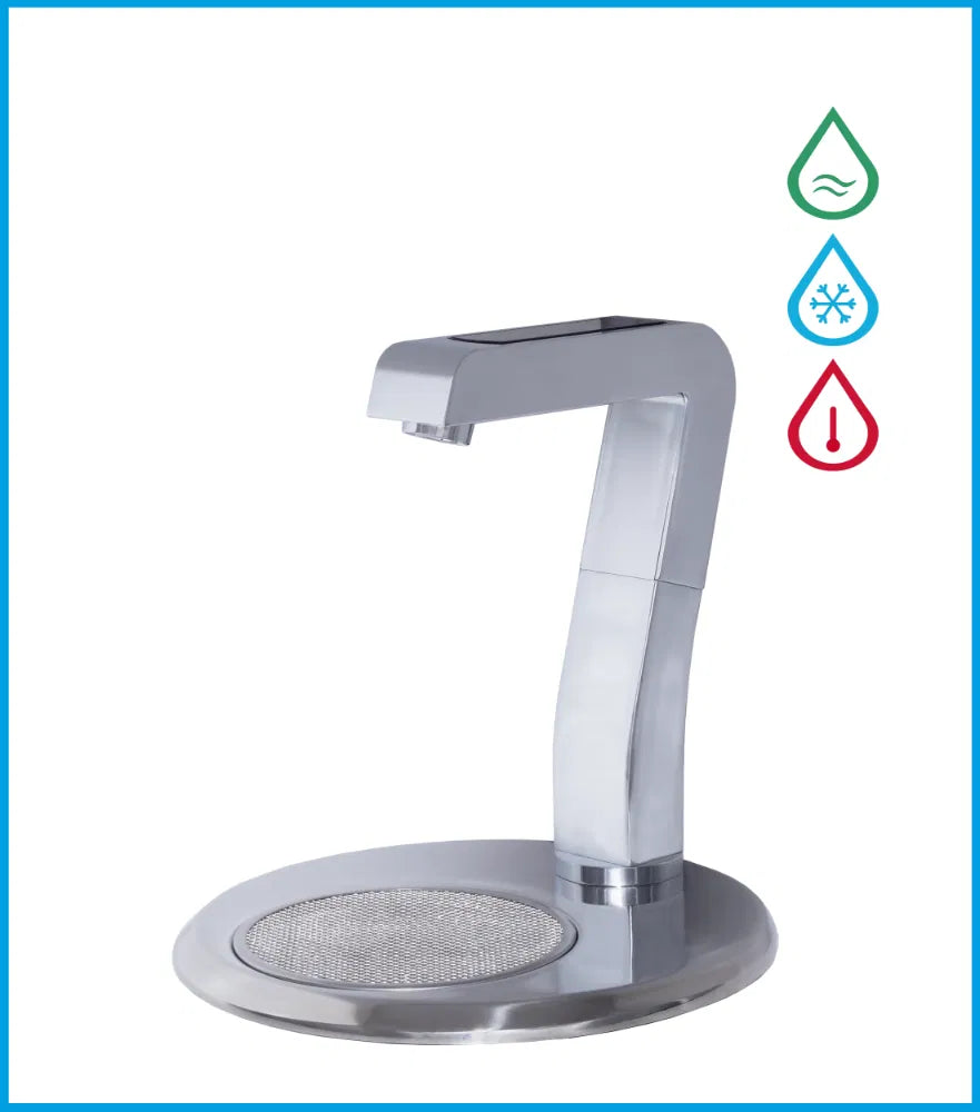 Ezytap cooler tap from right angle with water icons