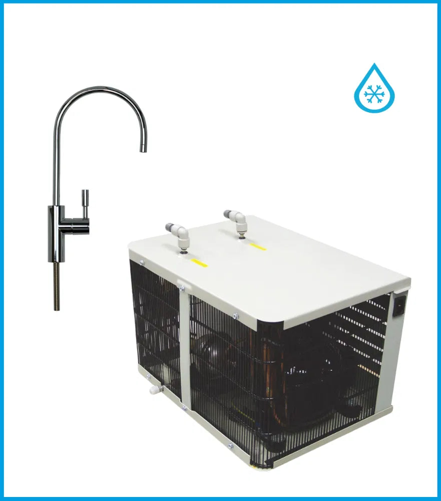 undersink chiller and compatible tap with water icon