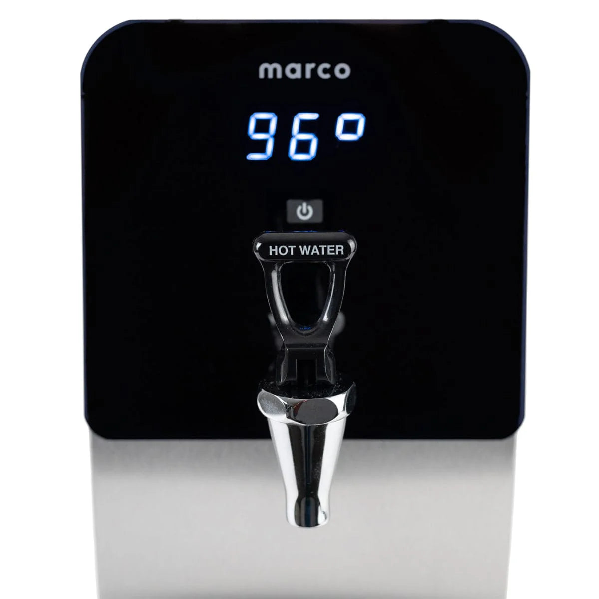 Marco hot water boiler screen and dispenser tap pictured close up