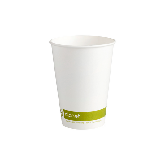 12oz White Planet double Walled compostable Hot Cup